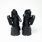 Prada Monolith Boots Short Shoes Leather Nylon Black With Pouch Triangle — view 6