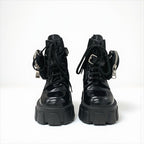 Prada Monolith Boots Short Shoes Leather Nylon Black With Pouch Triangle — view 3