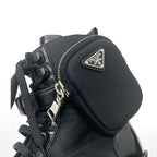 Prada Monolith Boots Short Shoes Leather Nylon Black With Pouch Triangle — view 9