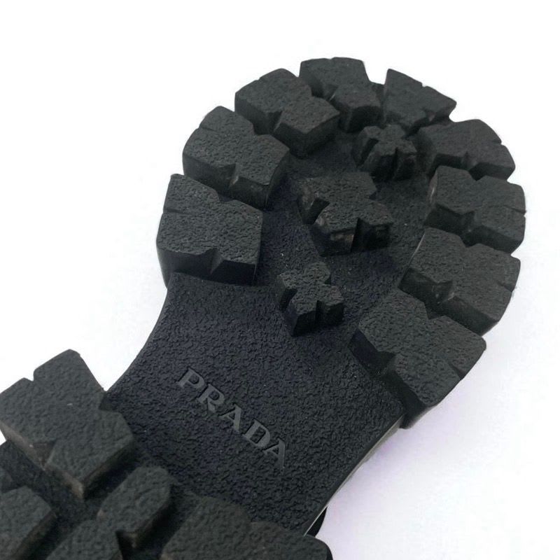 Prada Monolith Boots Short Shoes Leather Nylon Black With Pouch Triangle — view 8