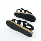 Chanel Sandals Shoes Leather Black Coco Mark Chain Velcro — view 6