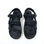 Chanel Sandals Shoes Leather Black Coco Mark Chain Velcro — view 2