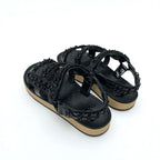 Chanel Sandals Shoes Leather Black Coco Mark Chain Velcro — view 4
