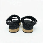 Chanel Sandals Shoes Leather Black Coco Mark Chain Velcro — view 5