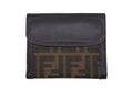 Fendi Zucca Pattern Bifold Wallet Compact Canvas Leather Brown