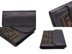 Fendi Zucca Pattern Bifold Wallet Compact Canvas Leather Brown — view 6