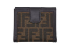 Fendi Zucca Pattern Bifold Wallet Compact Canvas Leather Brown — view 2