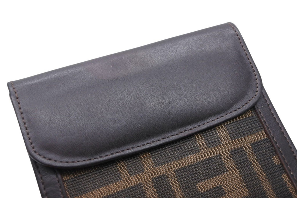 Fendi Zucca Pattern Bifold Wallet Compact Canvas Leather Brown — view 5