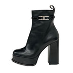 Louis Vuitton Fameline Monogram Boots Short Shoes Leather Patent Black — view 3