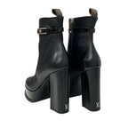 Louis Vuitton Fameline Monogram Boots Short Shoes Leather Patent Black — view 4