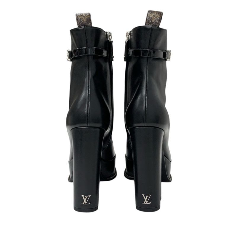 Louis Vuitton Fameline Monogram Boots Short Shoes Leather Patent Black — view 5
