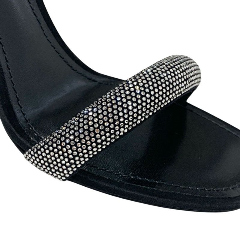 Louis Vuitton Appeal Line Sandals Shoes Satin Black Silver Rhinestone — view 9