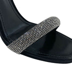 Louis Vuitton Appeal Line Sandals Shoes Satin Black Silver Rhinestone — view 9