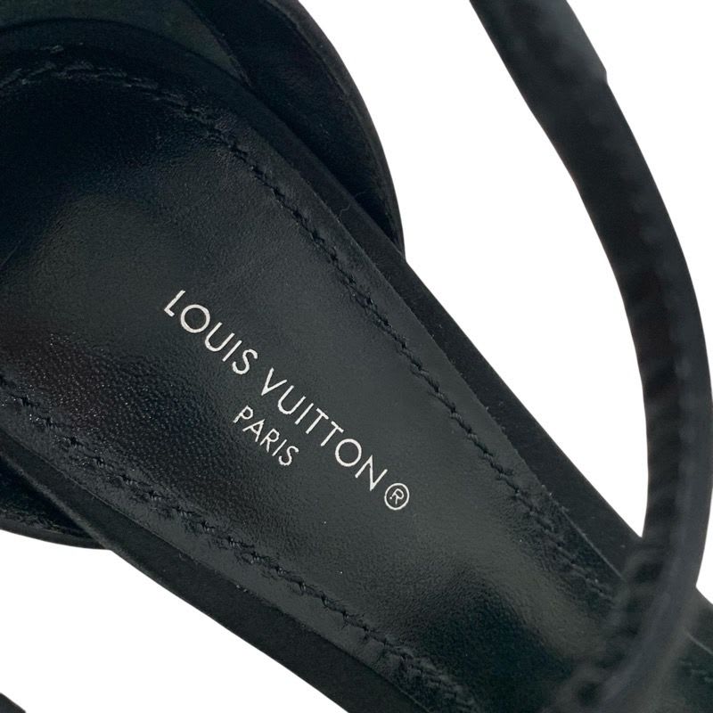 Louis Vuitton Appeal Line Sandals Shoes Satin Black Silver Rhinestone — view 7