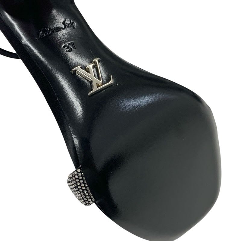 Louis Vuitton Appeal Line Sandals Shoes Satin Black Silver Rhinestone — view 8