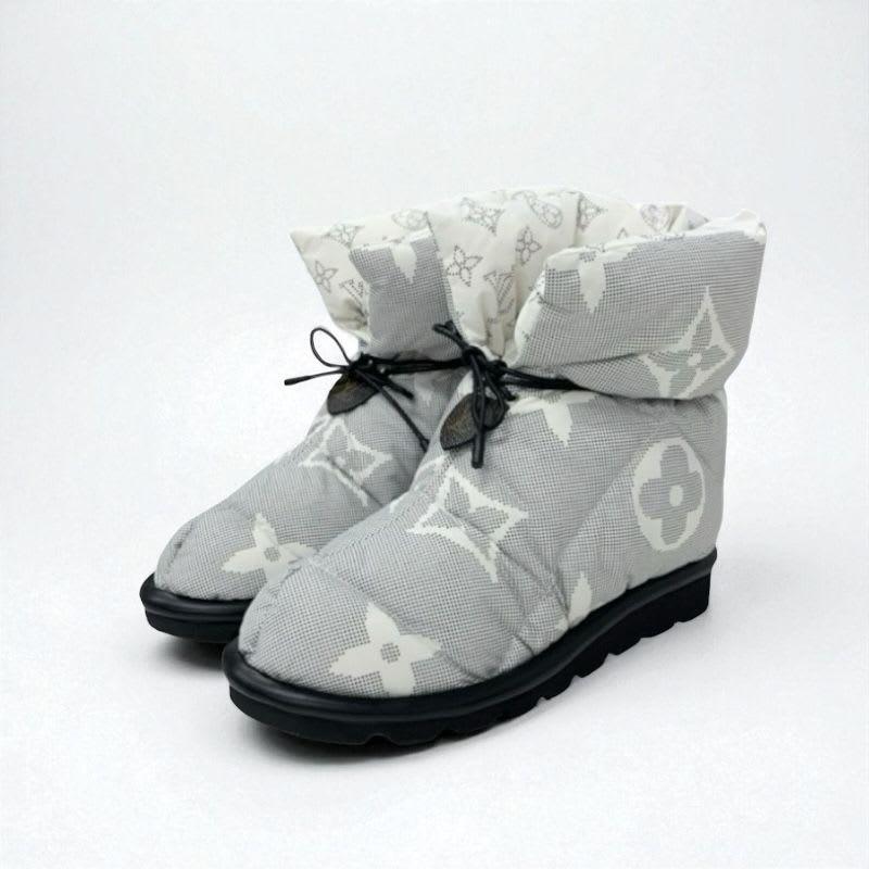 Louis Vuitton Pillow Line Monogram Boots Short Shoes Nylon White Black — view 2