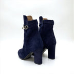 Hermes Boots Short Shoes Suede Navy Silver Kelly Hardware — view 4