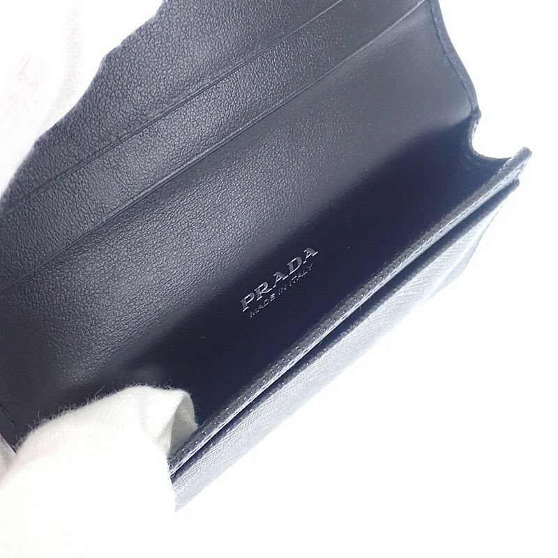 Prada Saffiano Triangle 1 Mc110 qhh f0632 Card Case Black Silver — view 9