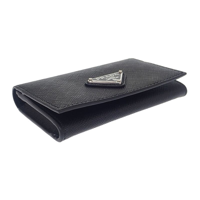 Prada Saffiano Triangle 1 Mc110 qhh f0632 Card Case Black Silver — view 6