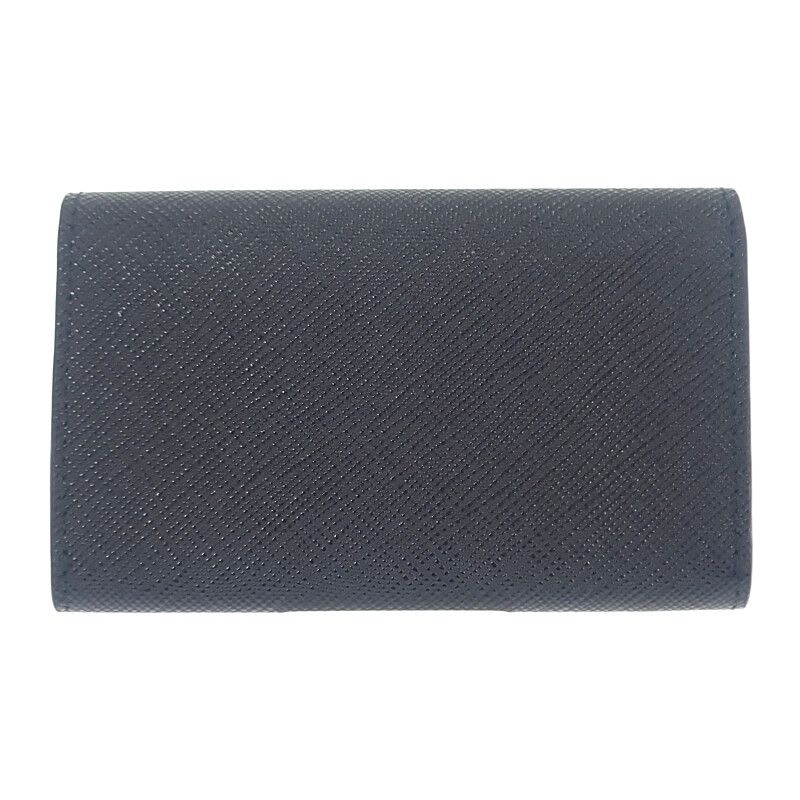 Prada Saffiano Triangle 1 Mc110 qhh f0632 Card Case Black Silver — view 3