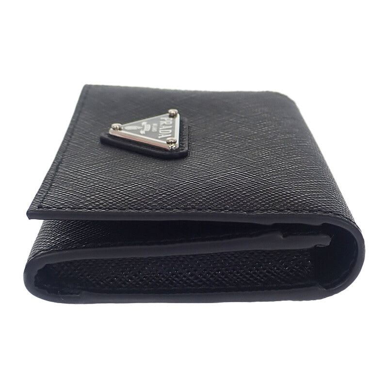 Prada Saffiano Triangle 1 Mc110 qhh f0632 Card Case Black Silver — view 5