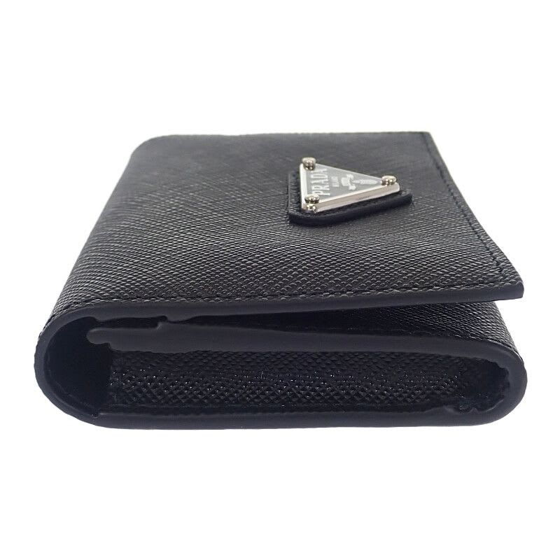 Prada Saffiano Triangle 1 Mc110 qhh f0632 Card Case Black Silver — view 4
