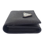 Prada Saffiano Triangle 1 Mc110 qhh f0632 Card Case Black Silver — view 4