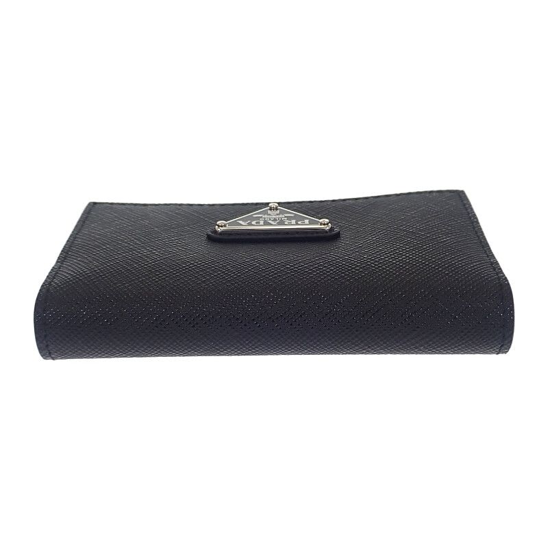 Prada Saffiano Triangle 1 Mc110 qhh f0632 Card Case Black Silver — view 7