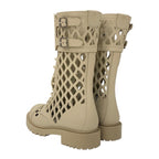 Christian Dior Boots Long Shoes Leather Beige Mesh Lace Up Medium — view 4
