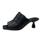 Hermes Hannah 95 Sandals Shoes Leather Black Mules — view 3