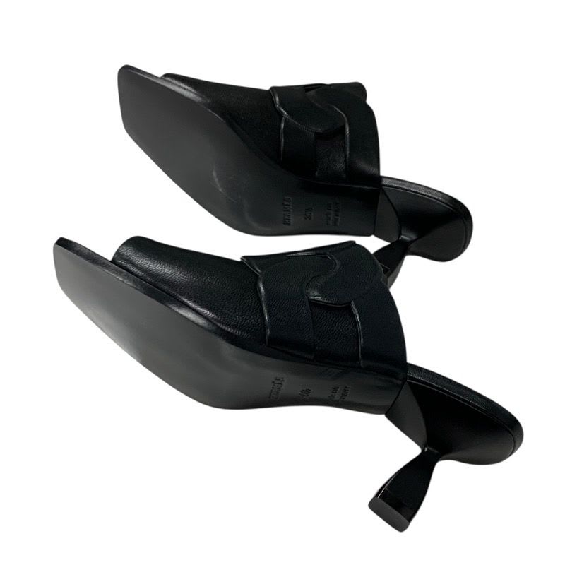 Hermes Hannah 95 Sandals Shoes Leather Black Mules — view 6