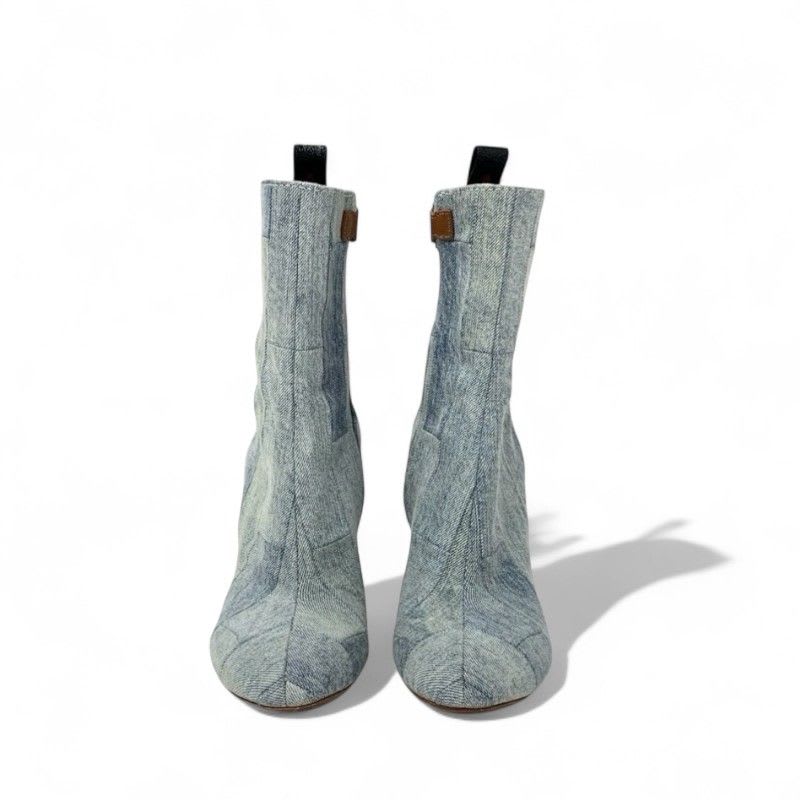 Louis Vuitton Silhouette Line Boots Short Shoes Denim Light Blue Brown — view 2