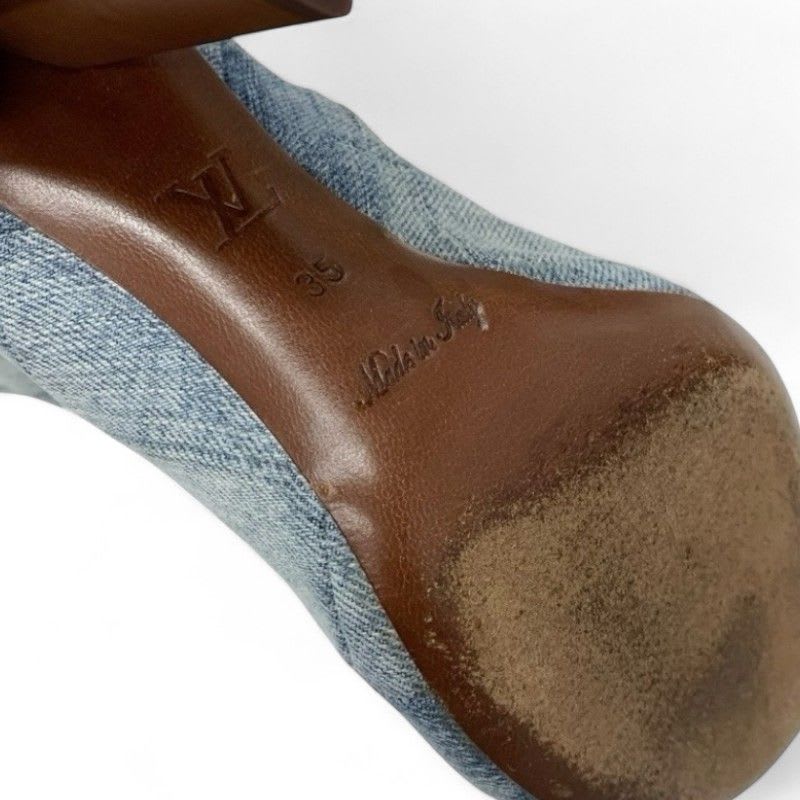 Louis Vuitton Silhouette Line Boots Short Shoes Denim Light Blue Brown — view 8