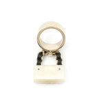 Chanel Ring Gold White Black Quilted Bag Charm — view 3
