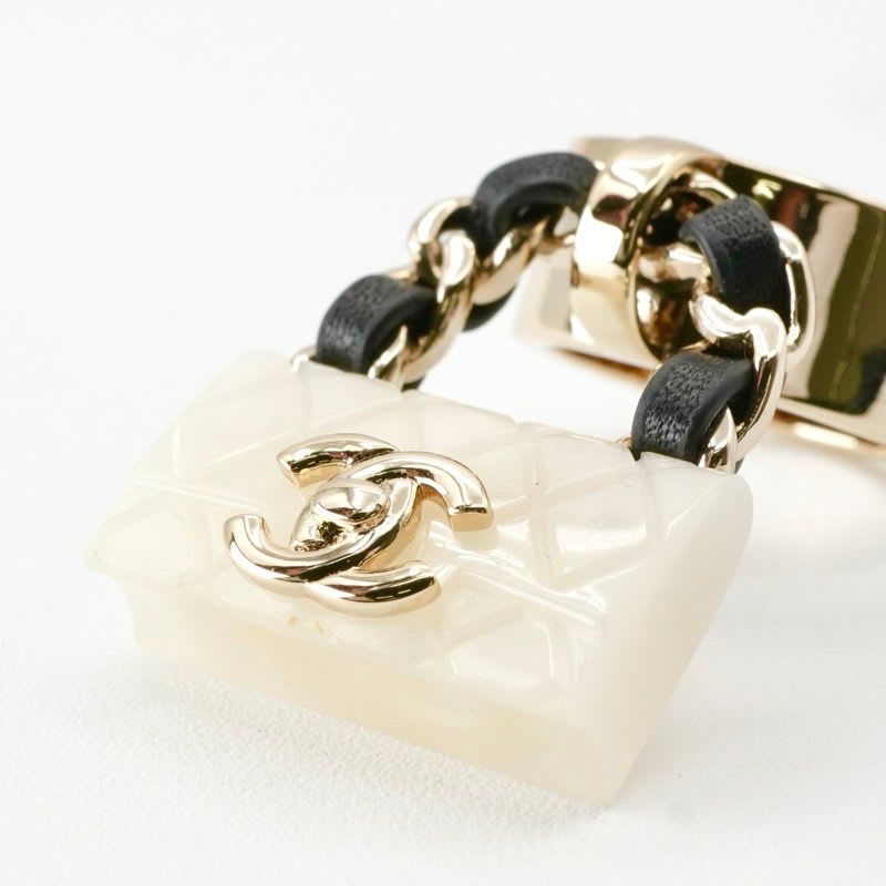 Chanel Ring Gold White Black Quilted Bag Charm — view 4