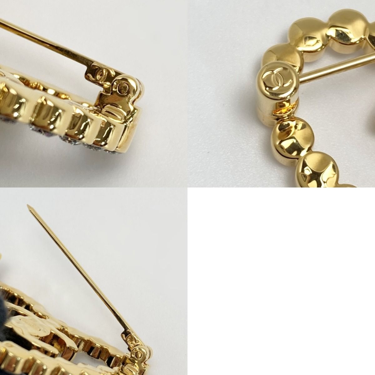 Chanel Coco Mark Heart Brooch L23 C Gold GP Rhinestone — view 8