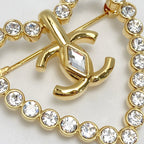 Chanel Coco Mark Heart Brooch L23 C Gold GP Rhinestone — view 6