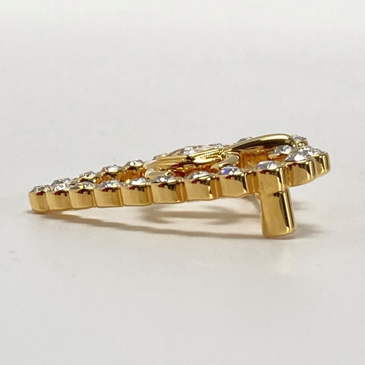 Chanel Coco Mark Heart Brooch L23 C Gold GP Rhinestone — view 4
