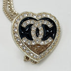 Chanel Coco Mark Heart Chain Brooch Gold GP Rhinestone — view 5