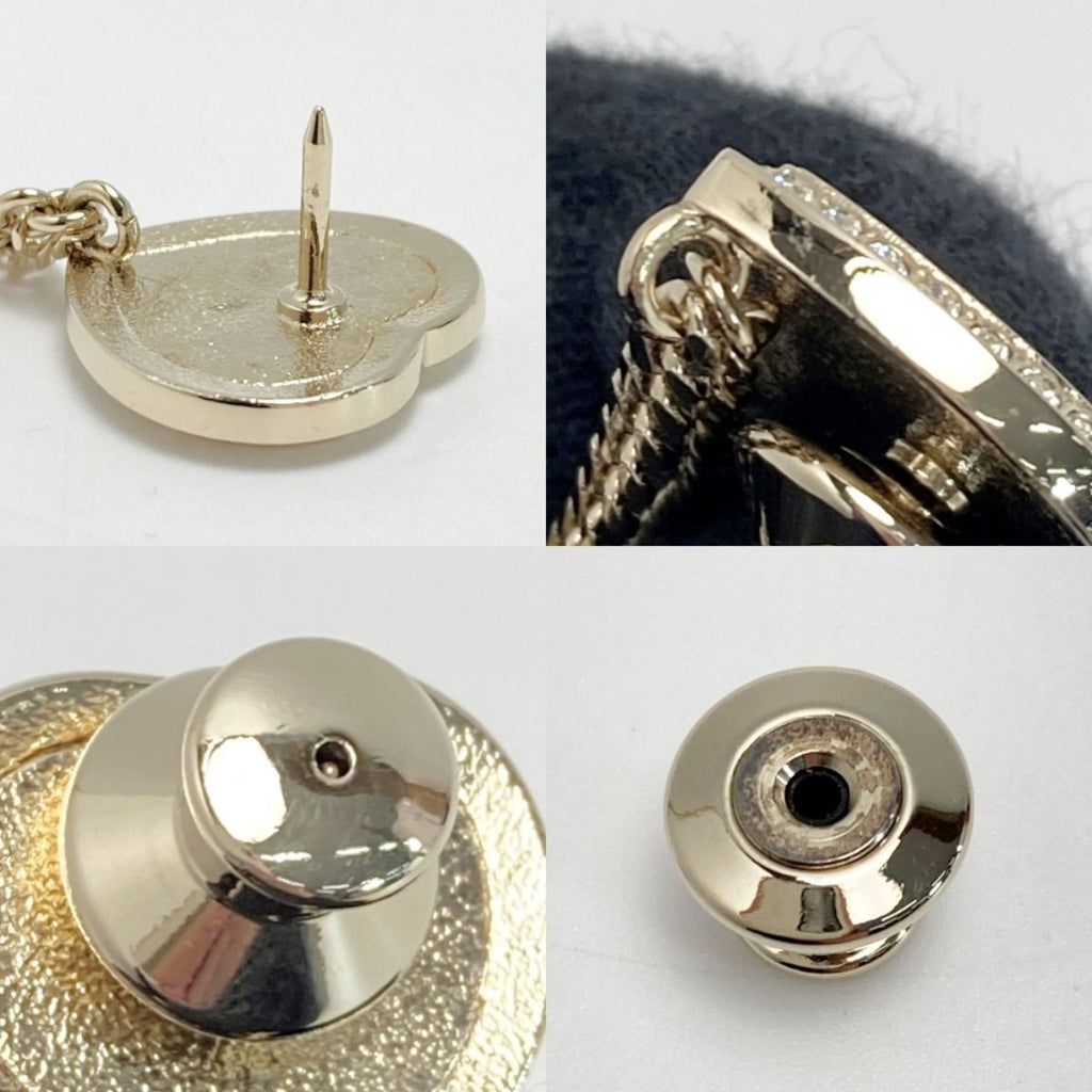 Chanel Coco Mark Heart Chain Brooch Gold GP Rhinestone — view 7