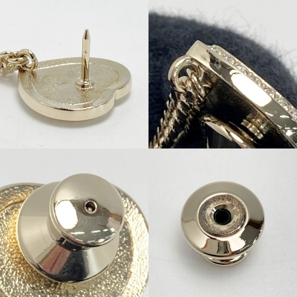 Chanel Coco Mark Heart Chain Brooch Gold GP Rhinestone — view 7