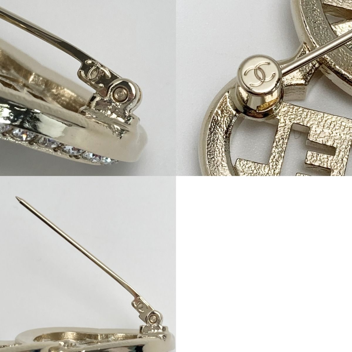 Chanel Coco Mark Heart Chain Brooch Gold GP Rhinestone — view 8