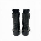 Chanel Boots Short Shoes Leather Black Coco Mark Quilted Logo Lace Up — view 5