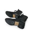 Chanel Boots Short Shoes Leather Black Coco Mark Quilted Logo Lace Up — view 6