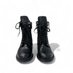 Chanel Boots Short Shoes Leather Black Quilted Lace Up Coco Mark — view 2