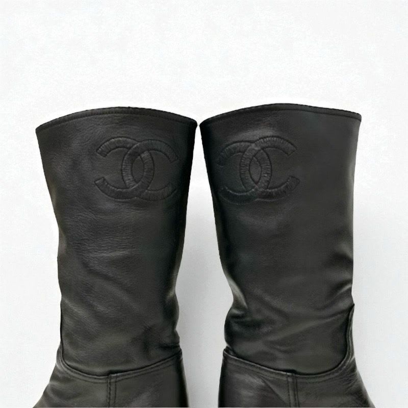 Chanel Boots Long Shoes Calfskin Black Coco Mark Middle — view 9