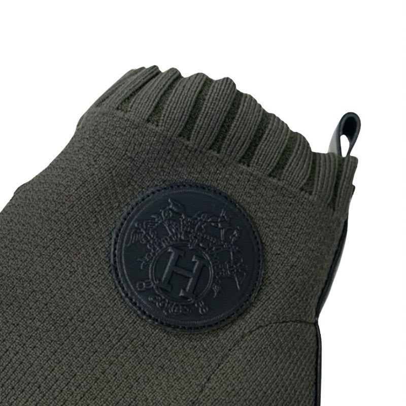 Hermes Volver Boots Short Shoes Fabric Khaki Knit Exlibris Sock — view 9