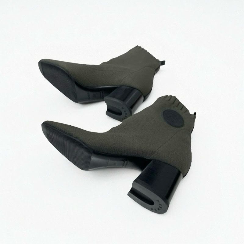 Hermes Volver Boots Short Shoes Fabric Khaki Knit Exlibris Sock — view 6