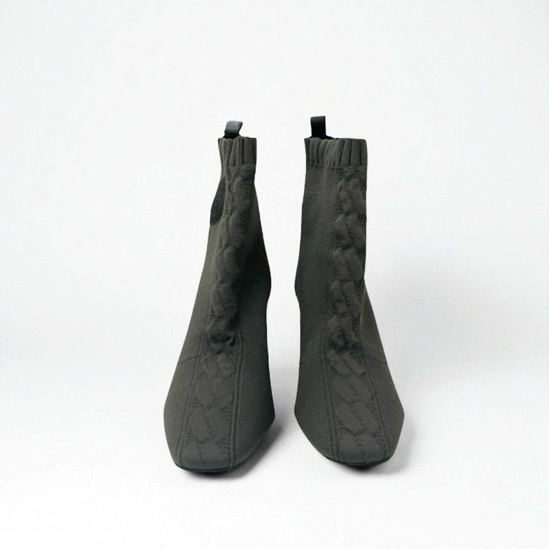 Hermes Volver Boots Short Shoes Fabric Khaki Knit Exlibris Sock — view 2