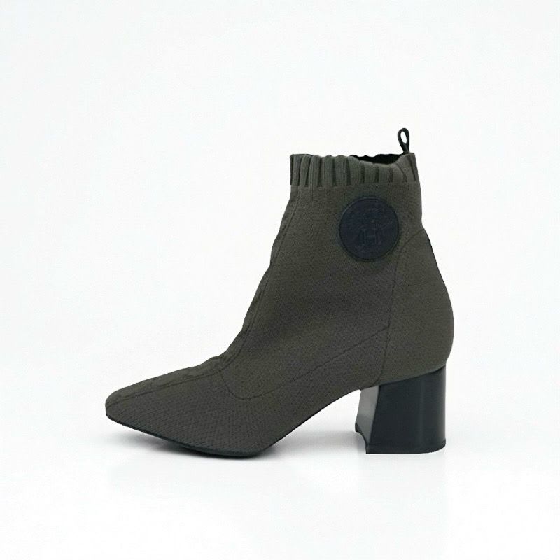Hermes Volver Boots Short Shoes Fabric Khaki Knit Exlibris Sock — view 3